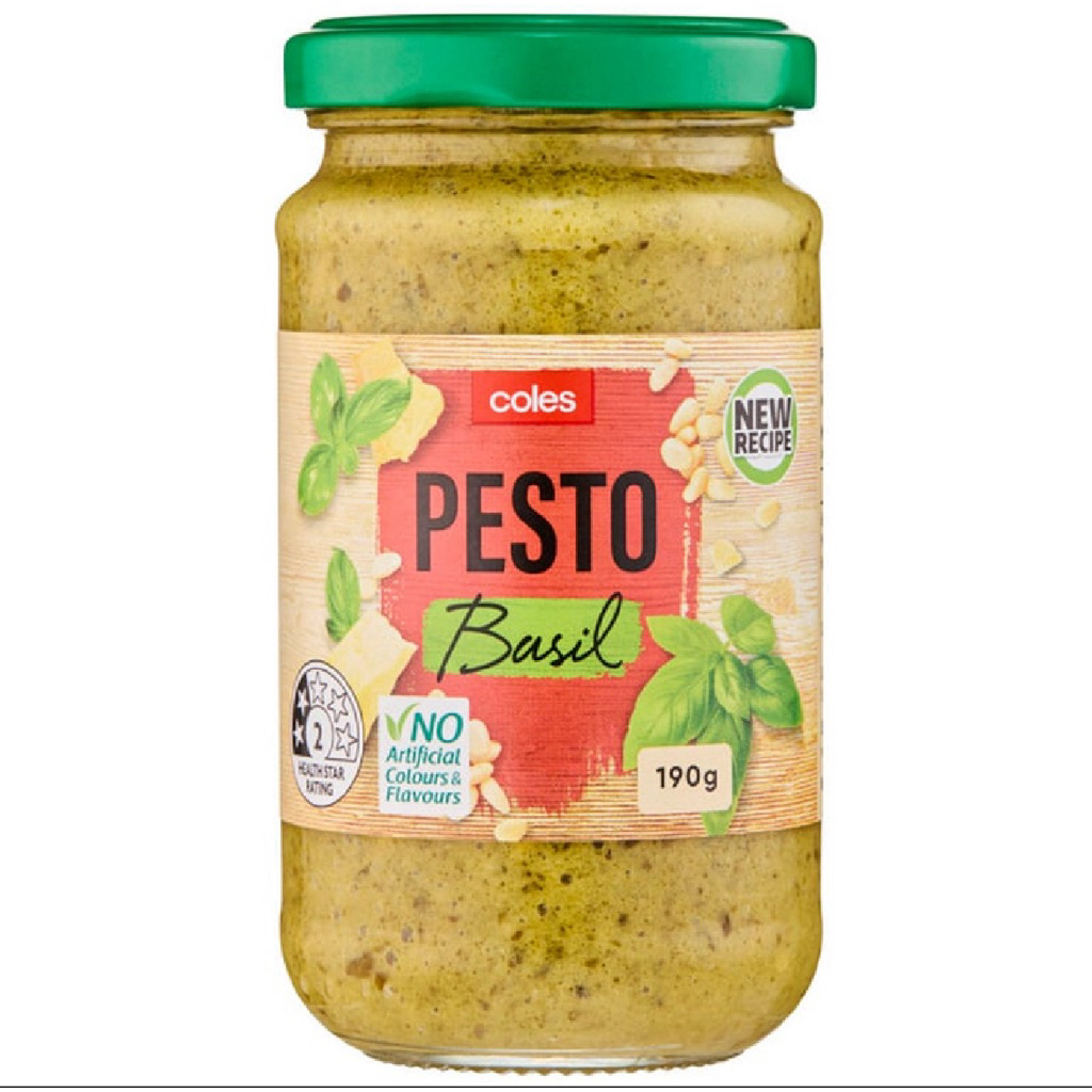 Coles Nature Kitchen Plant Based Basil Pesto 180g./Pesto Basil/Pesto Tomato 190g. โคลส์เพสโตซอส