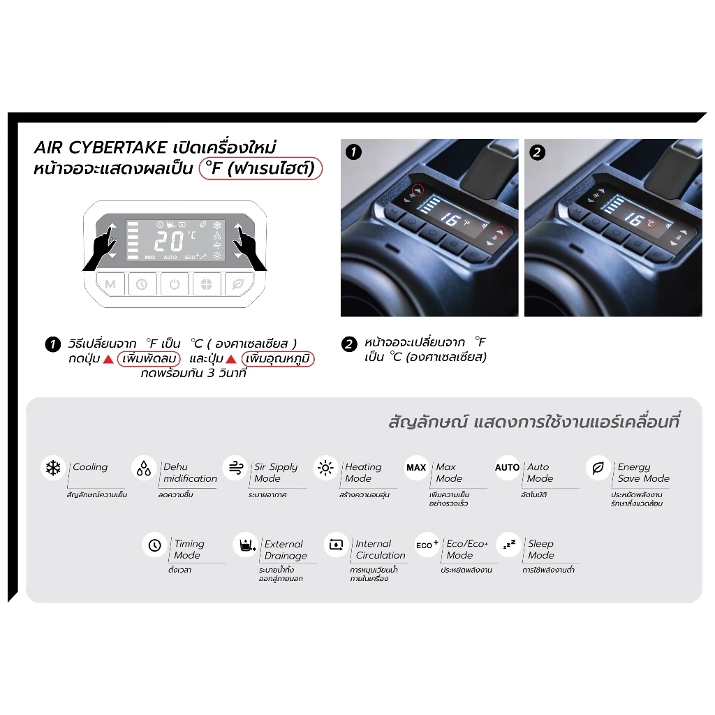 Cybertake S2 Pro แอร์เคลื่อนที่แคมป์ปิ้ง 5100BTU รองรับ 48V/220V thumbnail 9