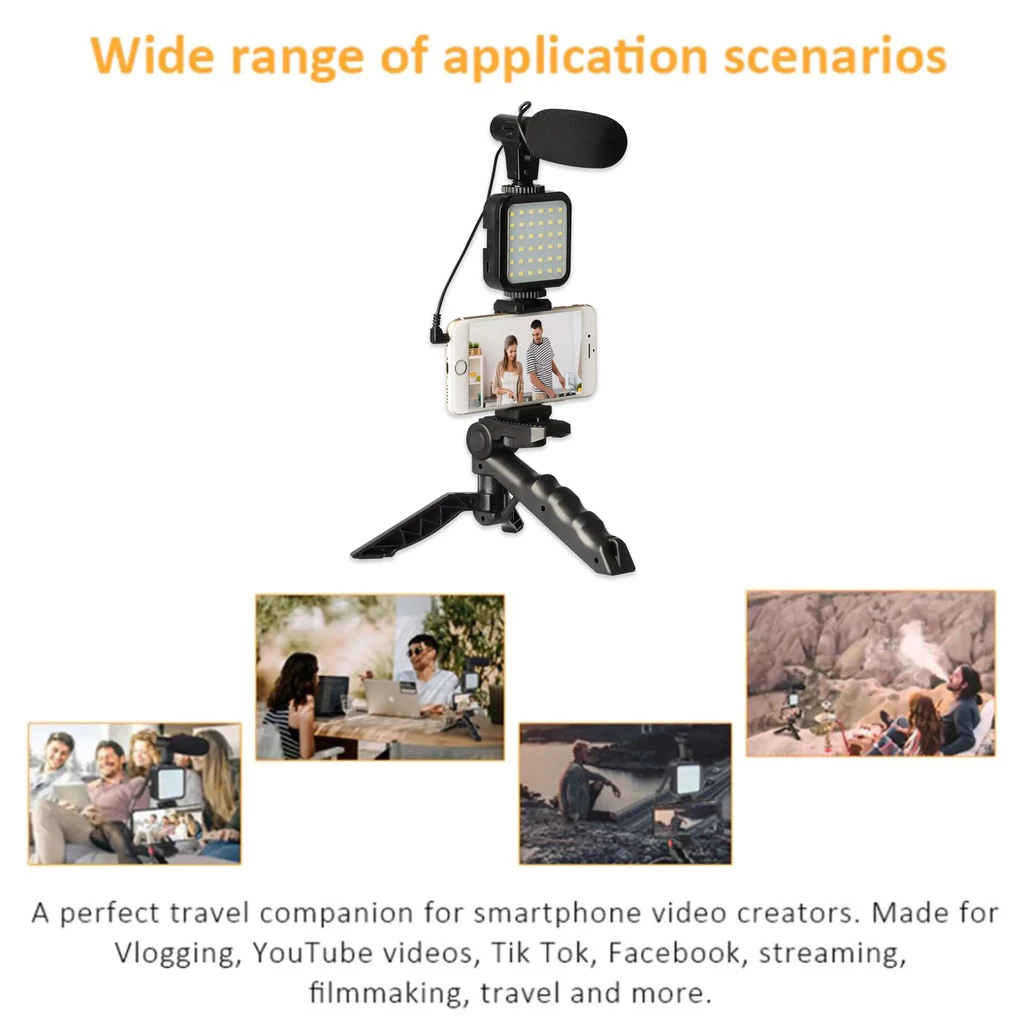 AY-49 Smartphone Vlogging Studio Kit เซ็ตขาตั้งไมค์ไฟ LED สำหรับถ่ายวิดีโอ thumbnail 6