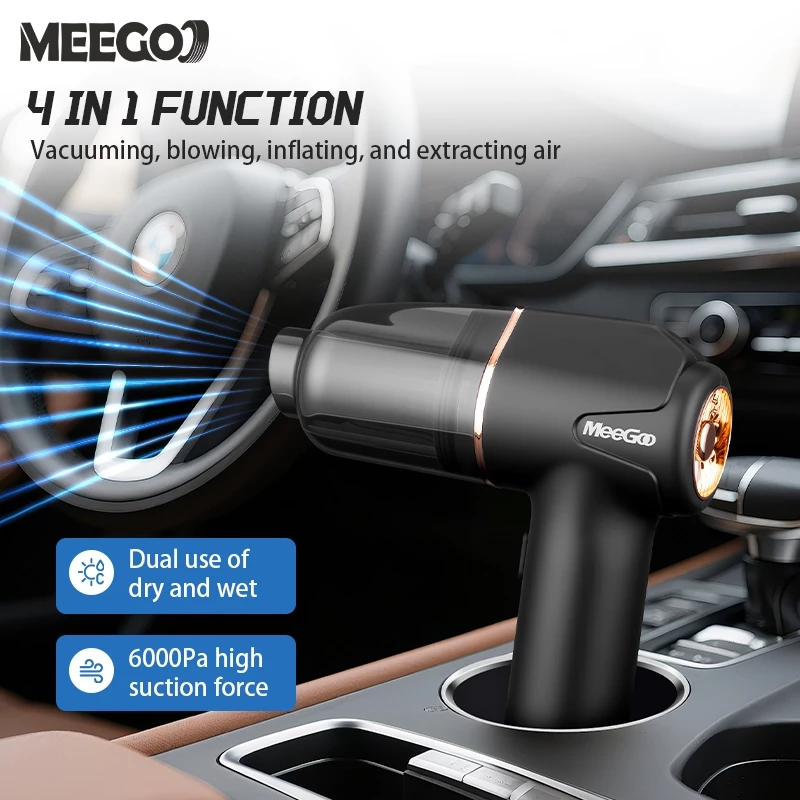 MeeGoo เครื่องดูดฝุ่นในรถไร้สาย ที่ดูดฦุ่นเล็ก 9000pa เครื่องเป่าลมไร้สาย For ทำความสะอาดรถยนต์ บ้าน thumbnail 3