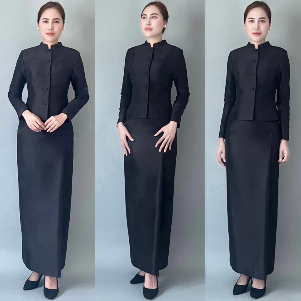 ชุดไทยจิตรลดากระดุมหน้าไหล่เรียบ กระดุมหน้า 5 เม็ด มีซับใน ใช้ผ้าไหมอิตาลีเนื้อผ้าอย่างดี 🇹🇭(พร้อมส่งจากไทย)