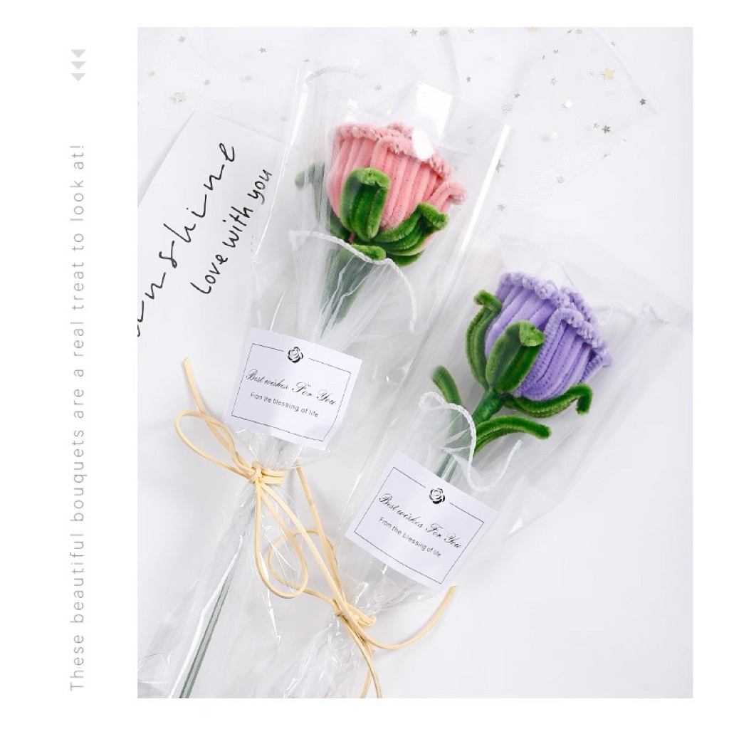 ดอกกุหลาบ ทำจากลวดกำมะหยี่ - รูปที่ 5