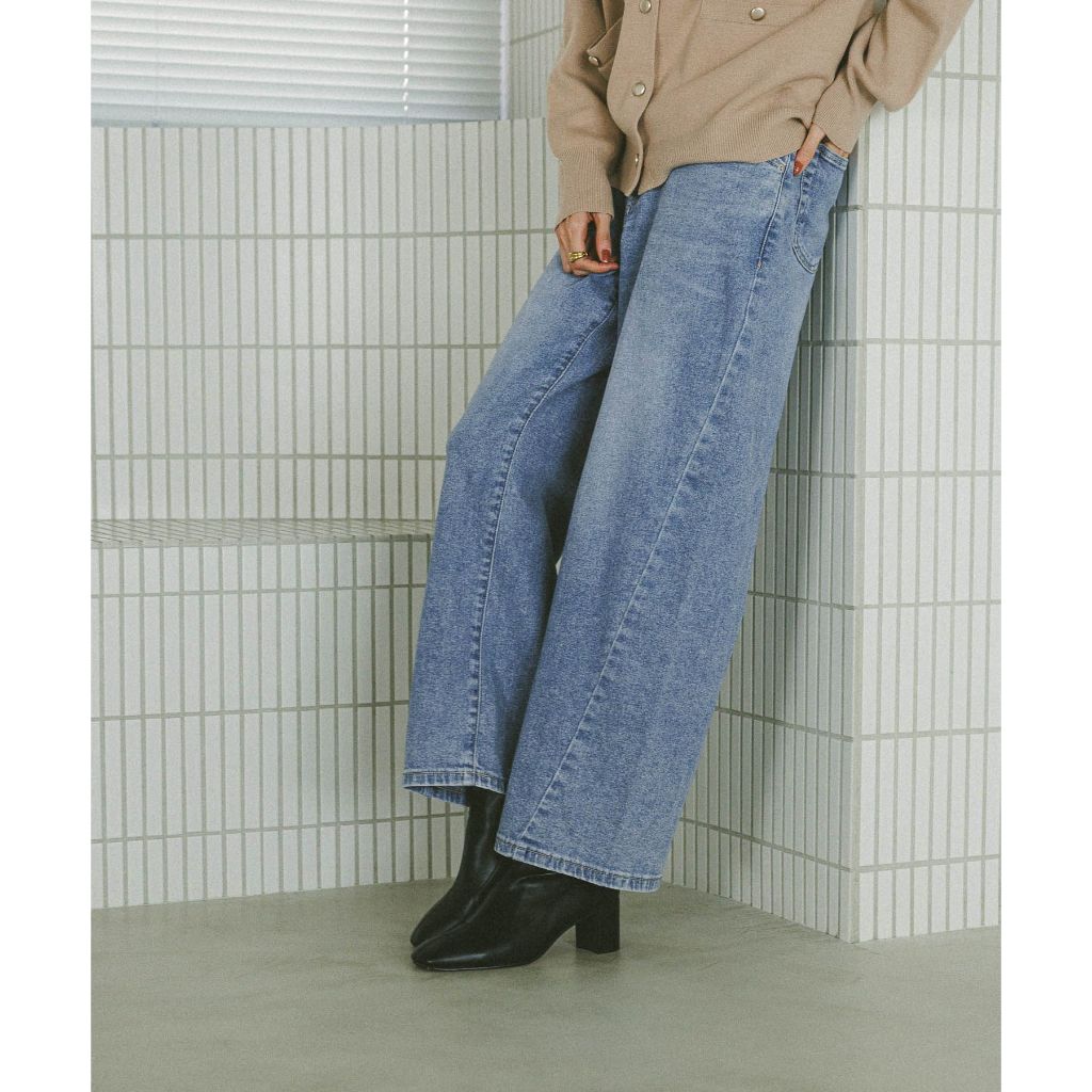GLOBAL WORK กางเกงยีนส์ เอวยางยืด ใส่สบาย GOOD Denim Relax Wide Pants