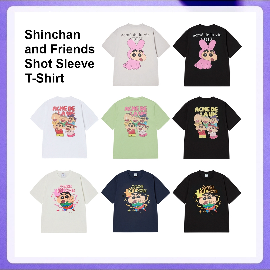Acme de la vie ADLV Shinchan and Friends Shot Sleeve T-Shirt (Shinchan Friends, Action Kamen)