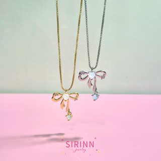Darling Necklace 🎀 สร้อยคอจี้โบว์หัวใจเพชรสีโอปอล Opal