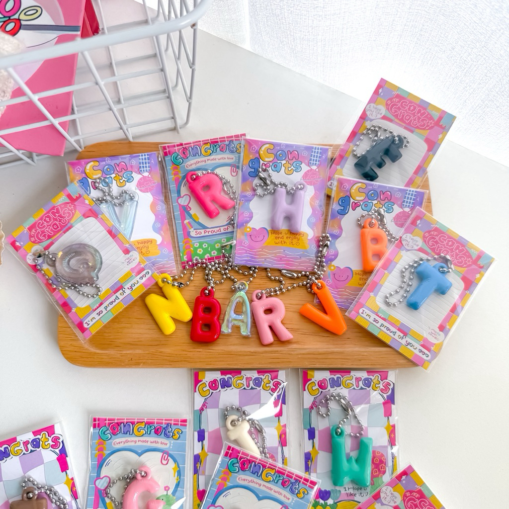 พวงกุญแจตัวอักษรคละสี+การ์ด ของขวัญปัจฉิม ของขวัญให้เพื่อน Giveaway ของDIY - รูปที่ 6