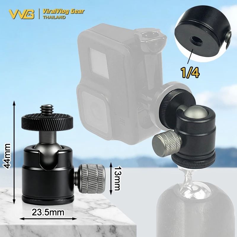 อลูมิเนียมอัลลอยด์ หัวบอลขาตั้งกล้อง 360° สกรู 1/4 ปรับมุมได้ แข็งแรง น้ำหนักเบา ใช้กับกล้องได้หลายรุ่น