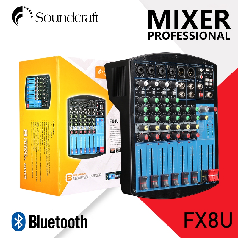 Soundcraft FX8U โต๊ะจูนขนาดเล็กระดับมืออาชีพพร้อมเอฟเฟกต์ก้อง / USB / บลูทู ธ เชื่อมต่อโต๊ะจูน