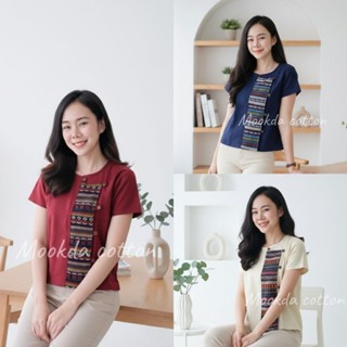 เสื้อผ้าฝ้ายคอกลมป้าย เนื้อผ้านุ่ม รีดง่าย