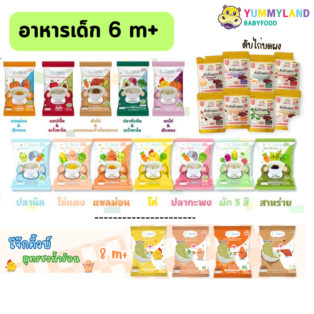 Cubbe คิวบ์ ข้าวบดเด็ก ผงเนื้อสัตว์ Care choice อาหารเด็ก 6 เดือนขึ้นไป