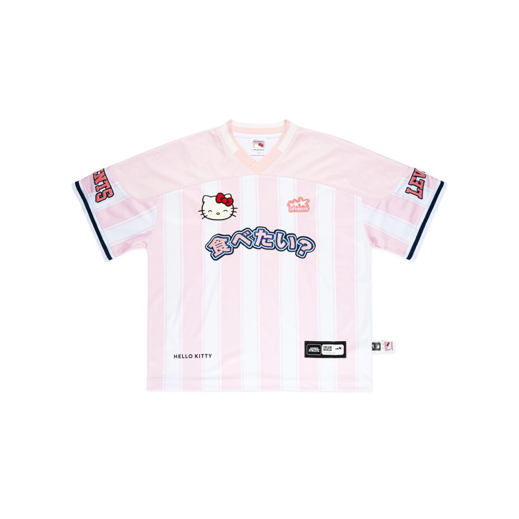 preorder 5-9 วัน Levents® x Hello Kitty | Striped Oversized Jersey Tee/ Pink