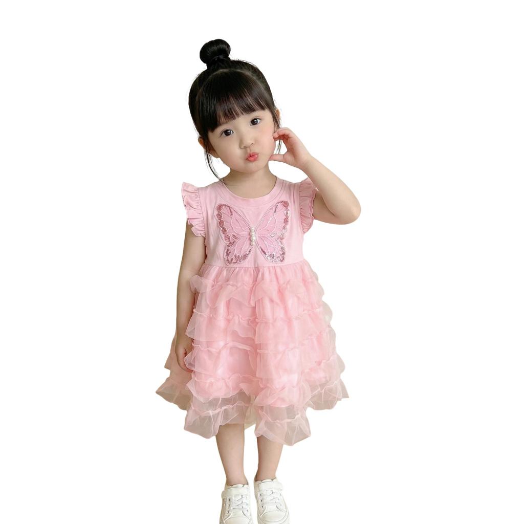 【COD】เดรสกระโปรงเด็กผู้หญิง  สไตล์เจ้าหญิง ชุดออกงาน สวยหวาน น่ารัก ตกแต่งด้วยงานปักผีเสื้อ กระโปรงอัดผ้าชีฟองหลายชั้น ม - รูปที่ 5