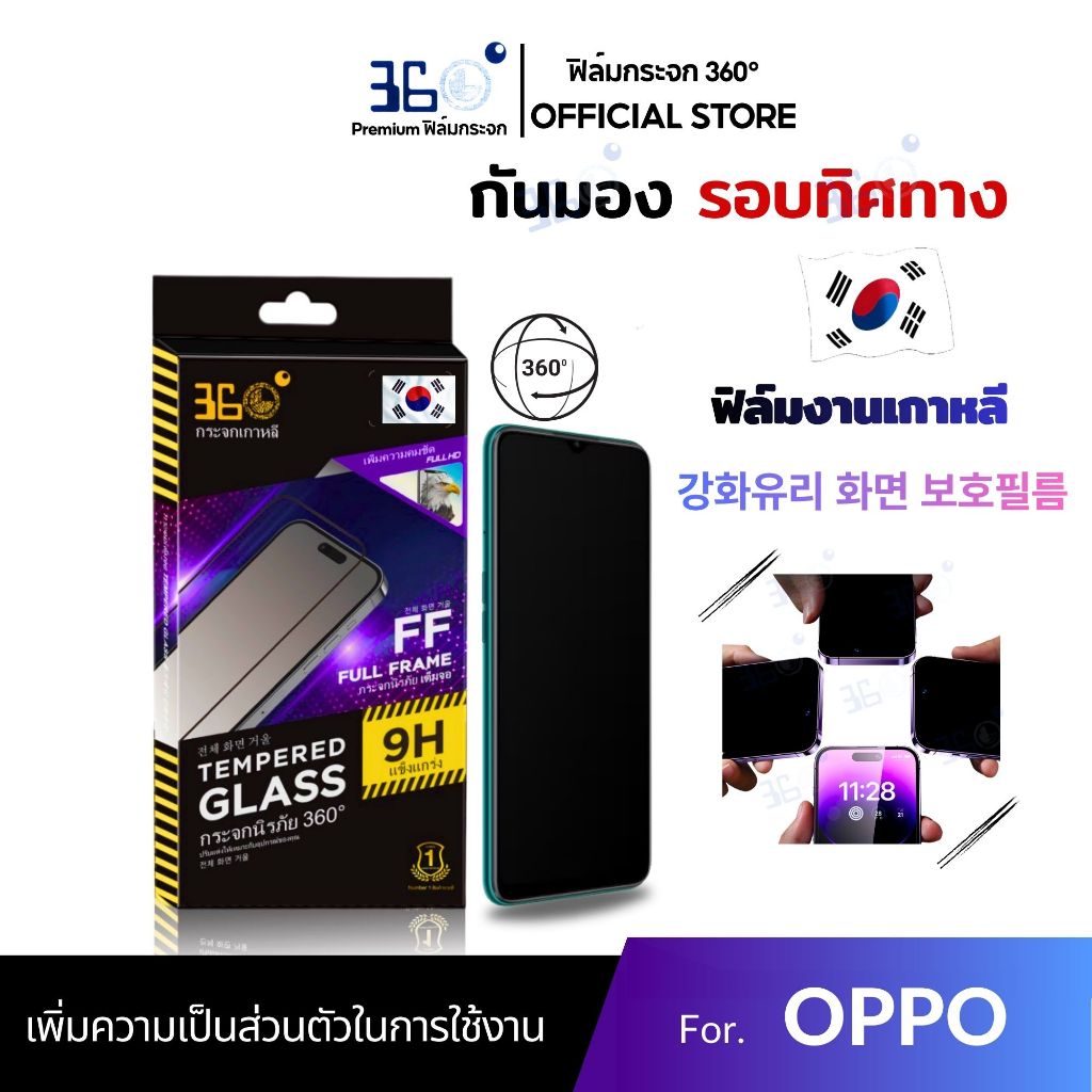 [🇰🇷360°] ฟิล์มกันเสือก360องศา OPPO กันมองรอบด้าน ฟิล์มOPPO a3x a3pro a57 a16 a15 a5 a74 a53 a18