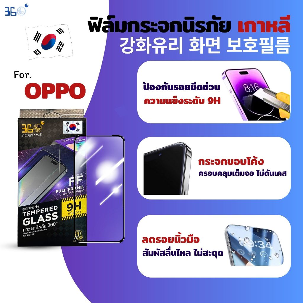 [🇰🇷360°] ฟิล์มกระจกเต็มจอใส Oppo A6C A6 A3X A6PRO A78 A3PRO A78 A3S A3 A79 A18 5G
