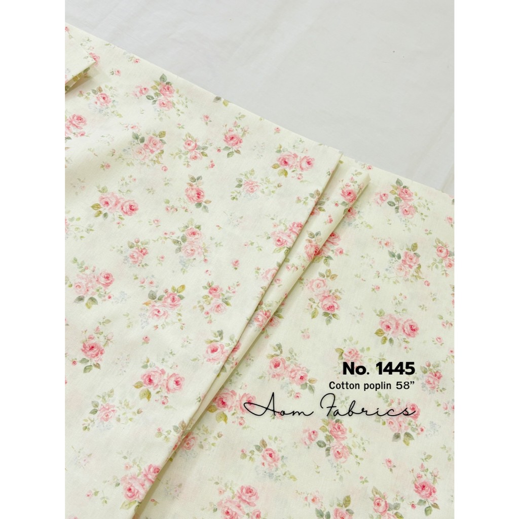 Aom Fabrics🌷ผ้าคอตตอนป๊อบลินลายดอก no.1440-1448 น่ารักมาก ผ้านิ่ม หน้ากว้าง 58 นิ้ว ผ้าเมตรนำเข้า พร้อมส่ง - รูปที่ 4