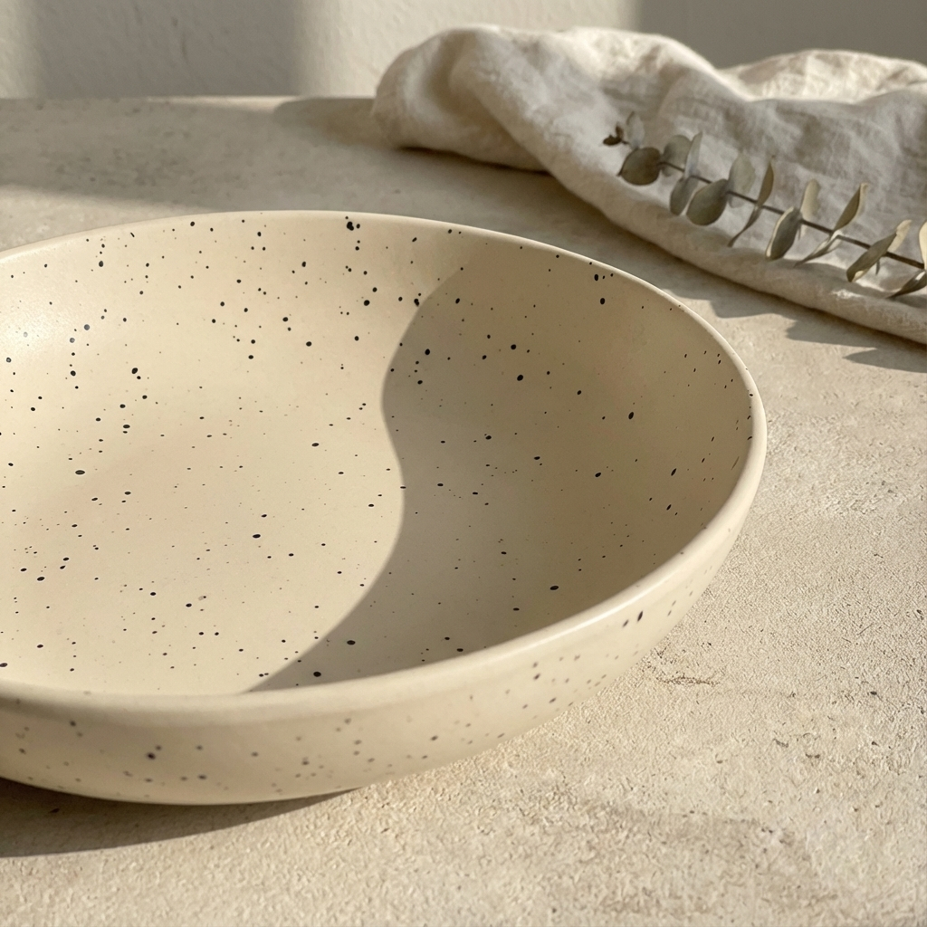 🥣จานเซรามิค จานมินิมอล จานก้นลึก ลายจุด Ink Splash สไตล์เกาหลี จานพาสต้า จานสลัด เข้าไมโครเวฟได้✨ - รูปที่ 6