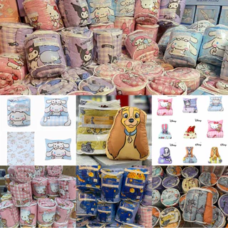 🔥พร้อมส่ง🔥 ส่งไวจนตกใจ‼️✨ชุดหมอนอิง+ผ้านวมขนาด 3.5ฟุต 50×60นิ้ว Disney & Sanrio มีหลายลาย💝 ของขวัญ ปัจฉิม แท้💯✨‼️
