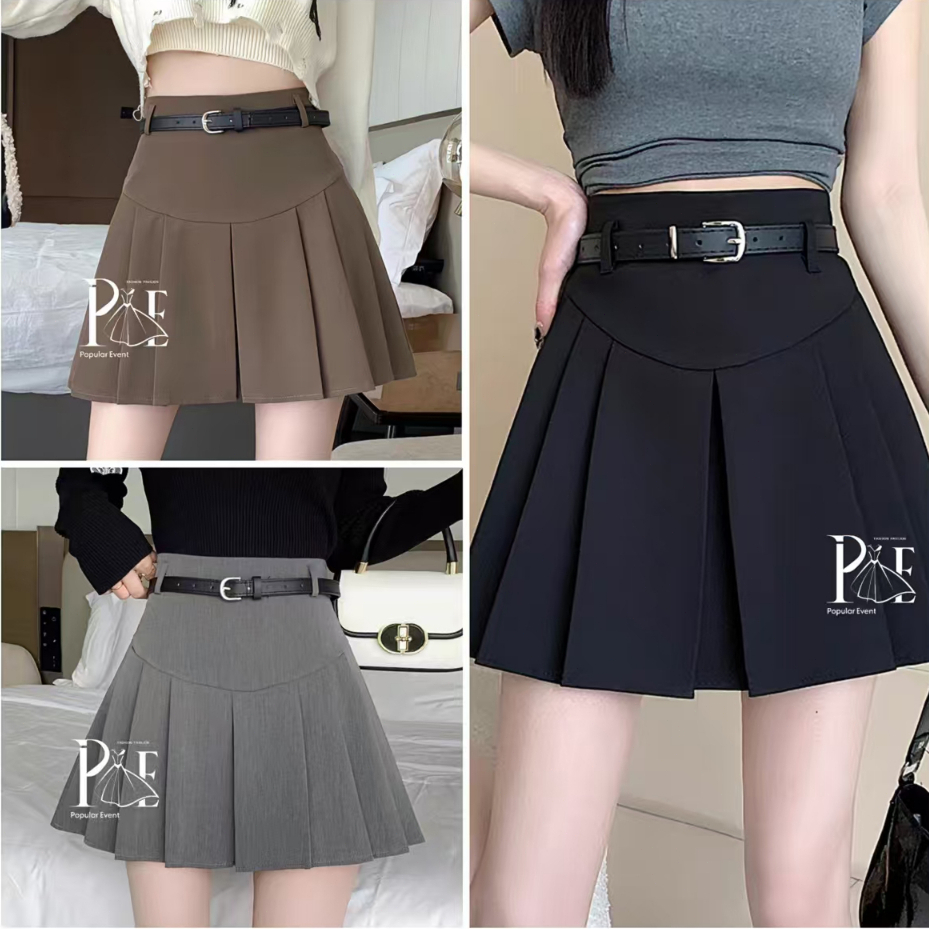 พร้อมส่ง กระโปรงทรงนักเรียกเกาหลี ผ้านิ่มใส่สบายมีซับใน Lady Women