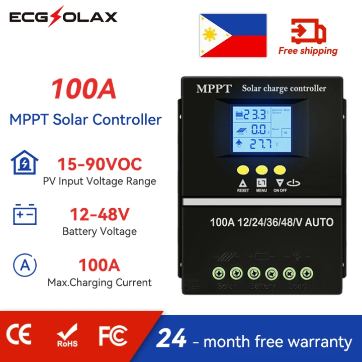 ECGSOLAXตัวควบคุมพลังงานแสงอาทิตย์40-100A MPPT 100V อินพุต Dual USB LCD Displayตัวควบคุมแบตเตอรี่อัจฉริยะตัวควบคุมพลังงา