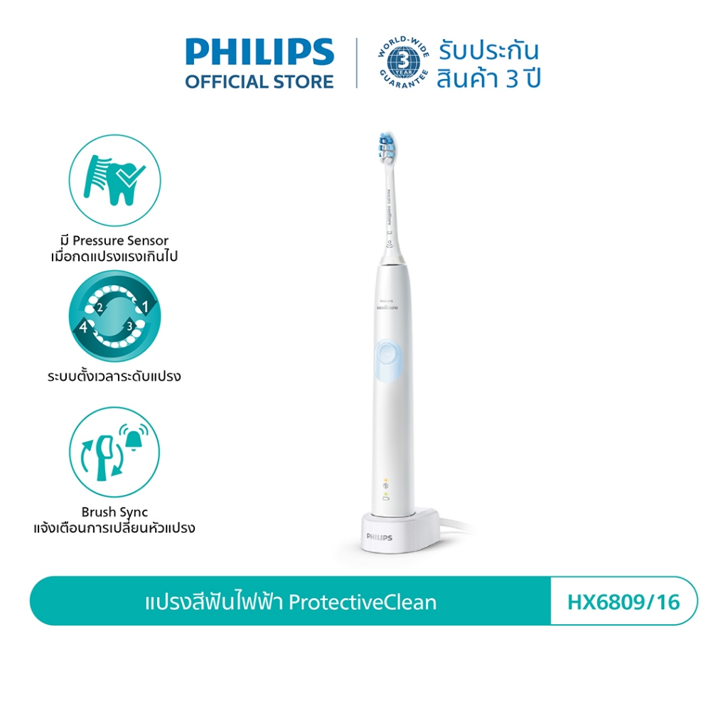 Philips Sonicare ฟิลิปส์ แปรงสีฟันไฟฟ้า ProtectiveClean รุ่น HX6809/16