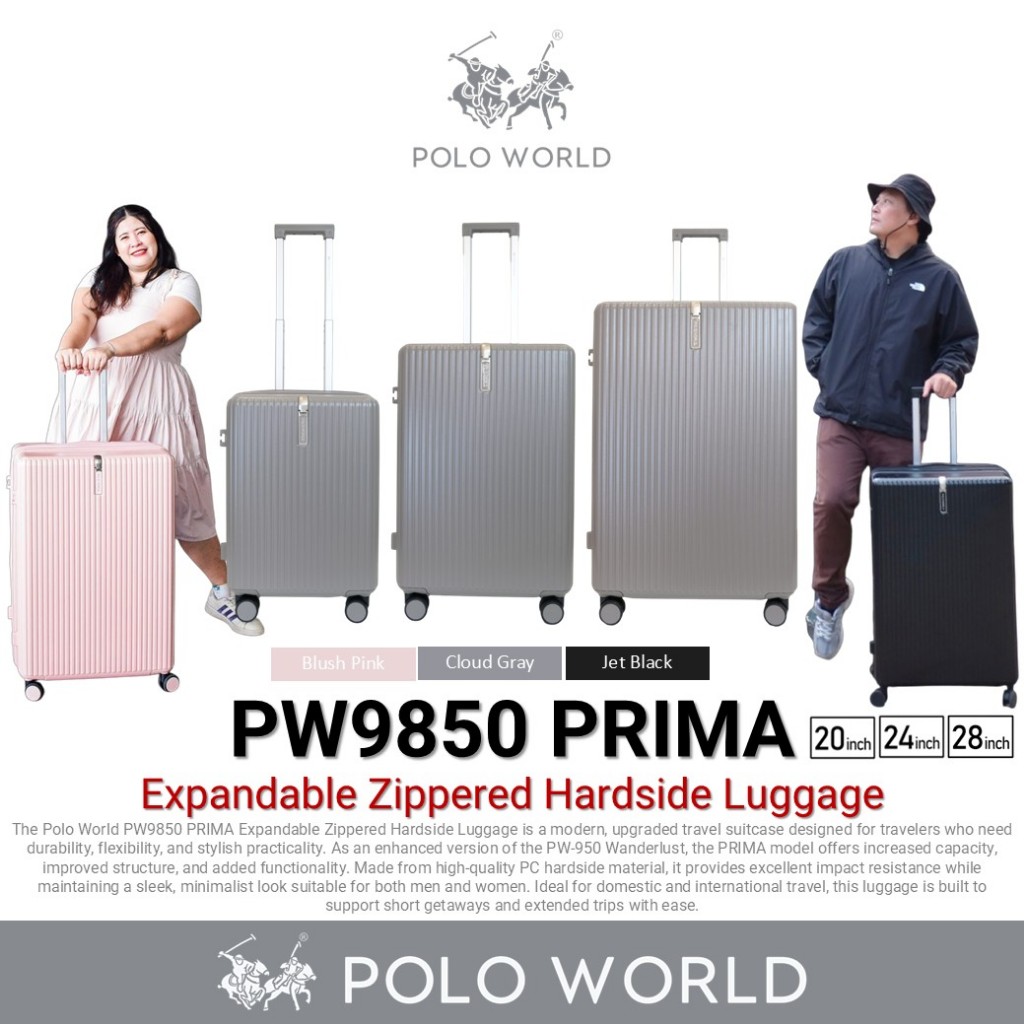 Polo World PW9850 PRIMA Expandable Zippered Hardside Luggage กระเป๋าเดินทาง โปโลเวิล์ด