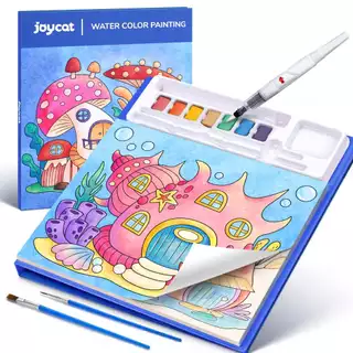 [แถมพู่กัน 2 ด้าม] JoyCat สมุดระบายสีน้ำ 3-in-1 Watercolor มีจานสีในตัว ระบายสีได้ทันที ไม่ต้องใช้แก้วน้ำ ของเล่นศิลปะ