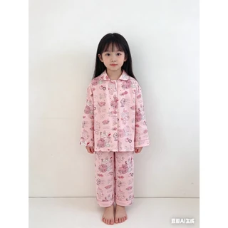 BB186 ชุดนอนเด็กผู้หญิง ผ้านุ่ม ลายการ์ตูน หวาน สไตล์เกาหลี ใส่สบาย
