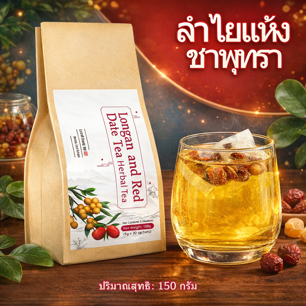 ชาลำไย พุทราจีน บำรุงร่างกายผู้หญิง ดื่มแล้วอุ่น หอมหวานละมุน