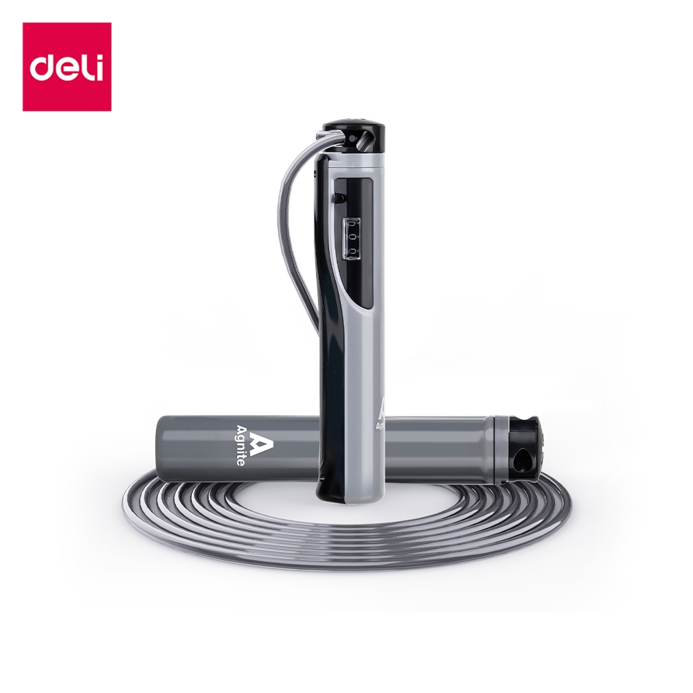 Deli เชือกกระโดด เชือกกระโดดนักมวย หน้าปัดนับรอบ ปรับระดับสายได้ ด้ามจับกระชับมือ Jump Rope