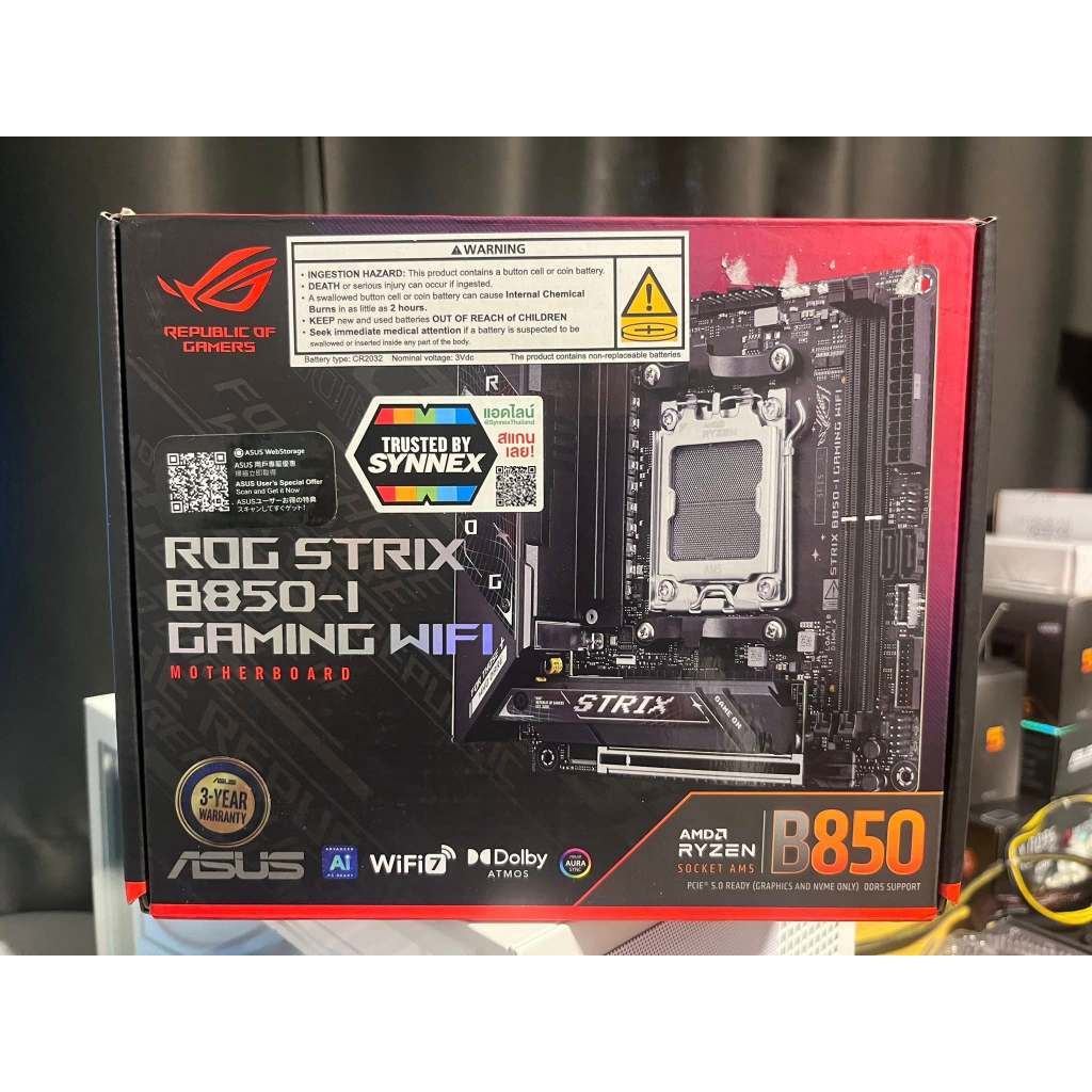 MAINBOARD (เมนบอร์ด) ASUS ROG STRIX B850-I GAMING WIFI DDR5 MINI-ITX AM5 ของแท้ศูนย์ไทย