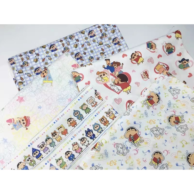 Preorder-ผ้าคอตตอนแท้100%_พิมพ์Digital หน้ากว้าง 110ซม.(44นิ้ว) ผ้าเมตร ผ้านำเข้า(ชินจัง)