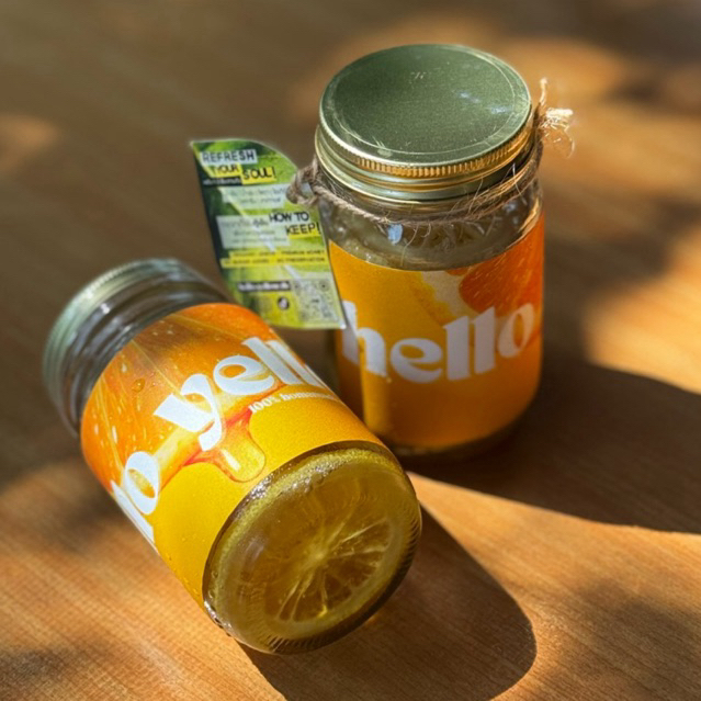เลม่อนดองน้ำผึ้ง – Honey Lemon hello yellow 240ml. Homemade ทำสดใหม่ ไม่เจือสี ไม่เติมน้ำตาล น้ำผึ้งเดือน5 แท้100%