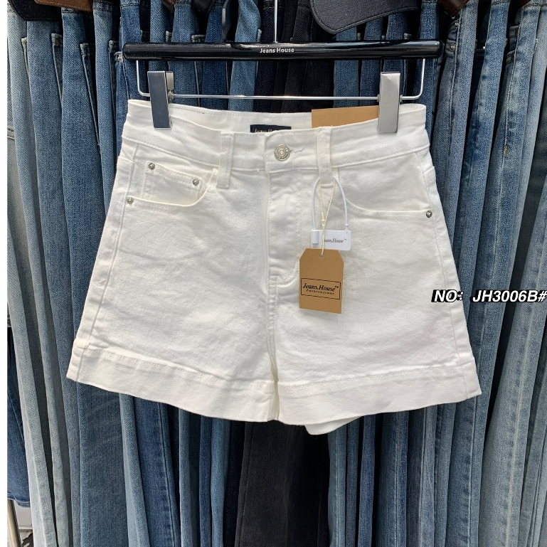JH3006B# สีขาว กางเกงยีนส์ขาสั้น