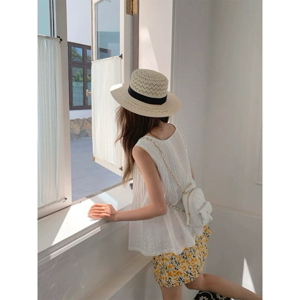 8484# เสื้อแขนกุดคอยู กระดุมหน้าผ้าลูกไม้ เนื้อผ้าดี งานสวย TAG:WG.WE 🇰🇷 - รูปที่ 6