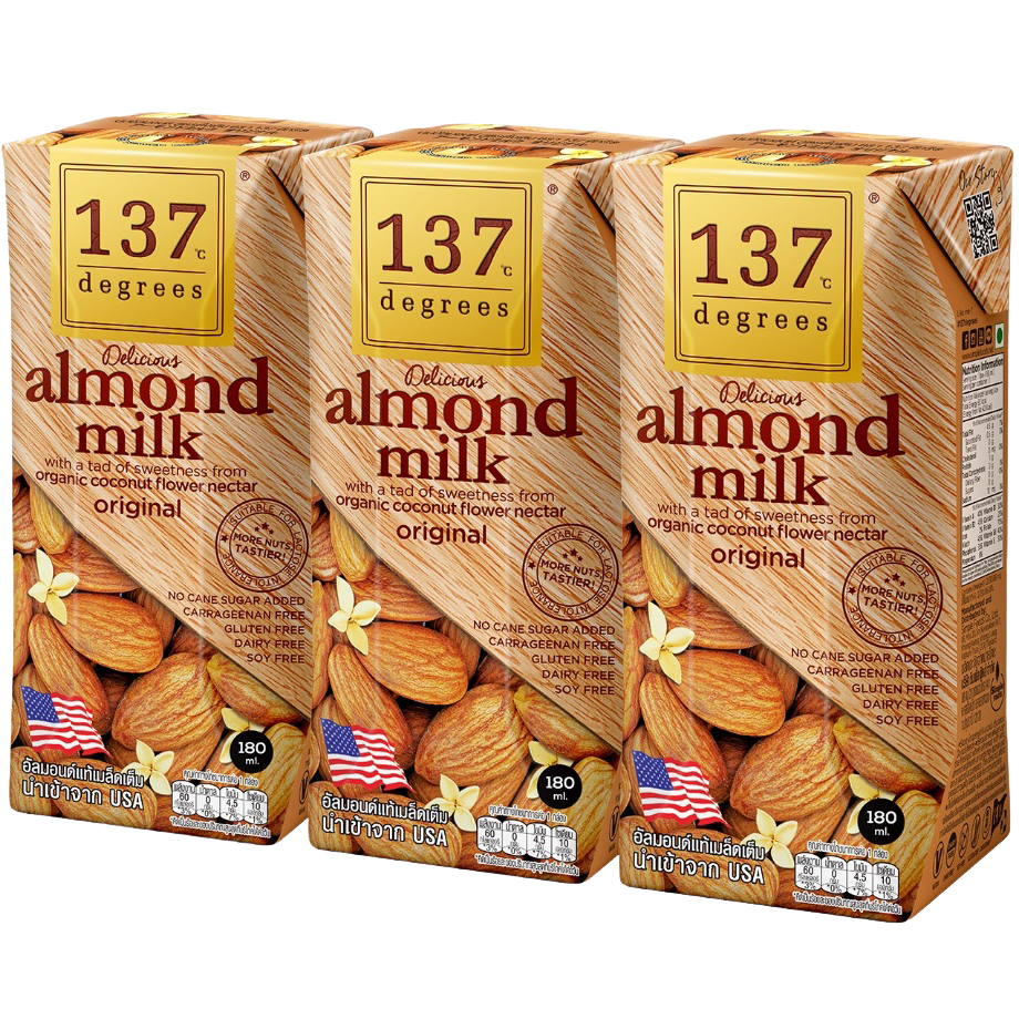 137 Degrees  Almond Milk Original นมอัลมอนด์ ออริจินัล 3x180ml