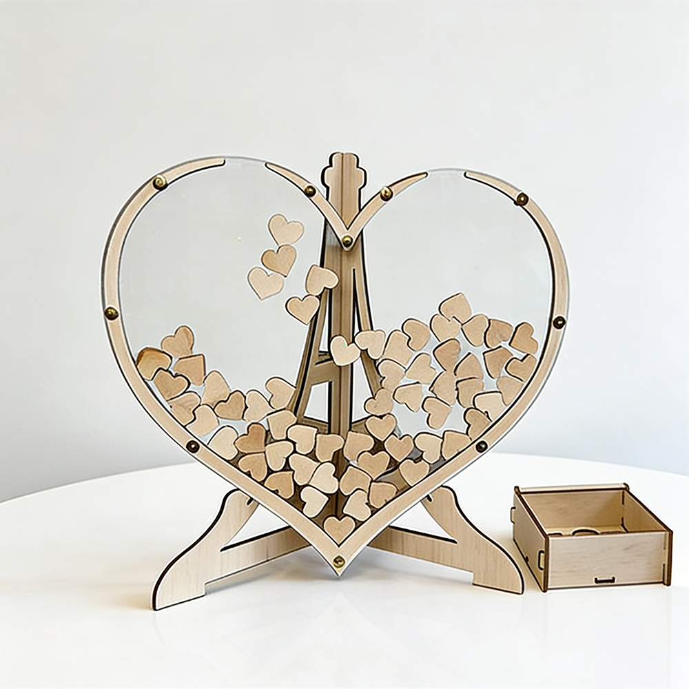 ไม้อะคริลิคหัวใจรักงานแต่งงานกล่องข้อความ สมุดอวยพรแบบหยอด สำหรับงานแต่งงาน heart drop box