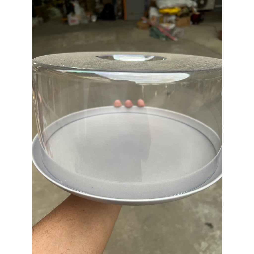 กล่องเค้กจานเซรามิก 4 ปอนด์ จานเซรามิกขนาด12นิ้ว จานสีพ่นทรายสีม่วงๆอ่อน cake tray ceramic กว้าง30.5