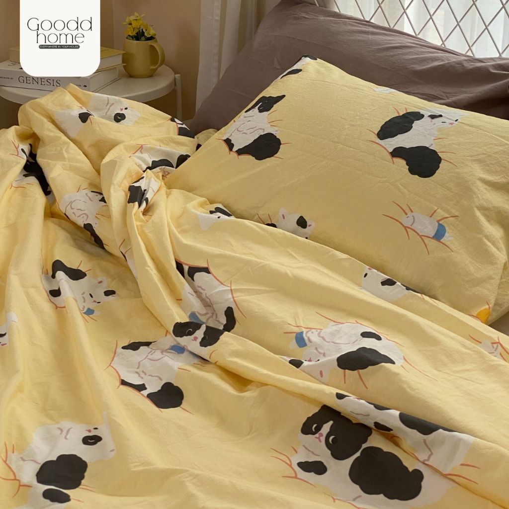 ผ้าปูที่นอน ลายน้องแมวบริชติส ผ้าฝ้ายแท้ 100% มีขายทั้งหมด 3 ขนาด 3.5 / 5 / 6 ft. GOODDHOME - รูปที่ 3