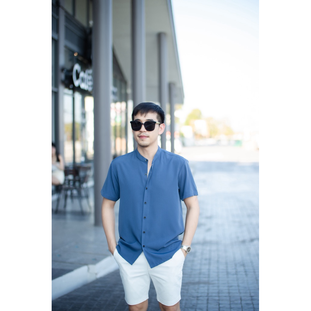 เสื้อเชิ้ตแขนสั้น คอจีน เสื้อฮาวาย สวมใส่สบาย ไม่ร้อน ไม่ต้องรีด!!! ทรงตรง 20 สี M-2XL(แขนสั้นคอจีน) ราคา ถูกที่สุด ดีลบีเคเค แกลเลอรีภาพที่ 2