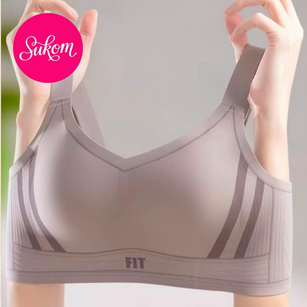 Sukom เสื้อชั้นในกีฬาไร้โครงสำหรับผู้หญิง คัพเต็ม ยกกระชับและป้องกันการหย่อนคล้อย ช่วยพยุงด้านข้างแล