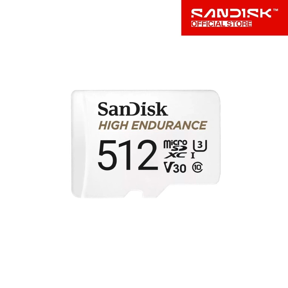 SanDisk High Endurance microSD 512GB (SDSQQNR-512G-GN6IA) สำหรับกล้องวงจรปิด ความเร็วสูงสุดอ่าน 100 MB/s เขียน 40 MB/s