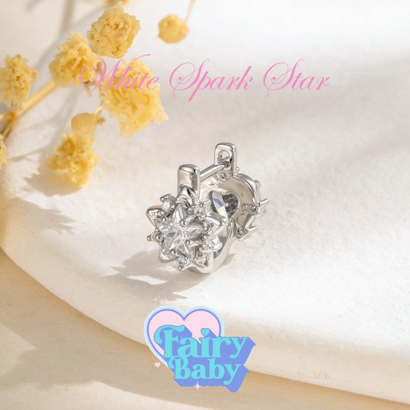 Fairybaby ต่างหูห่วง White Spark Star ( 1 ชิ้น  ) รูปดาว น่ารัก ห่วง ประกาย สีขาว สำหรับตำแหน่ง Helix (J3-162)