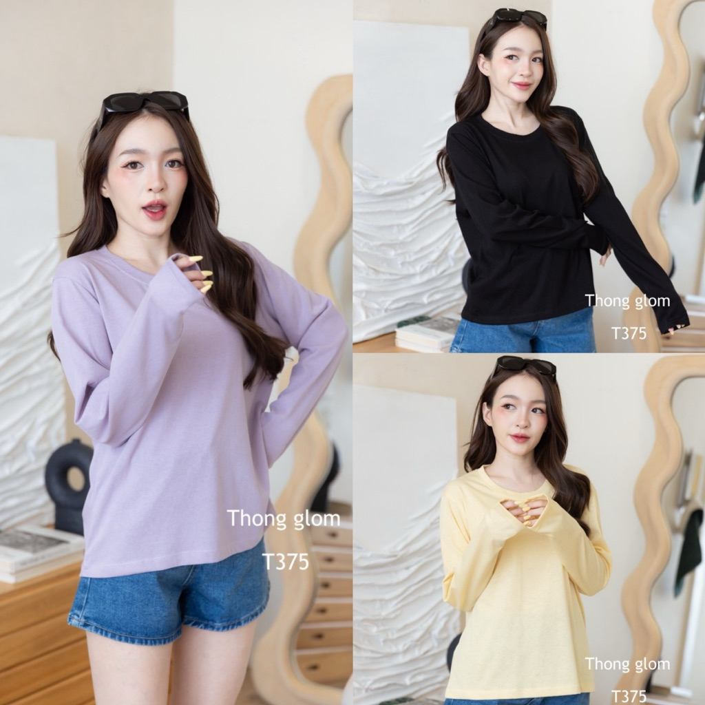 New arriva เสื้อคอกลมแขนยาวผ้าสลาฟเกาหลีเนื้อดีนุ่มใส่สบาย