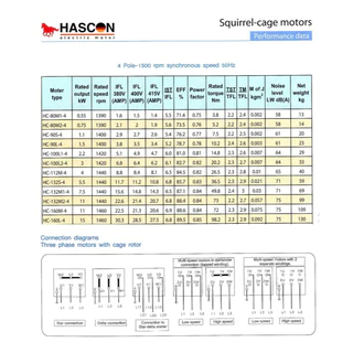 มอเตอร์HASCON 2.2kW 4P B3 M 100L 380V มอเตอร์ 3แรงม้า 1440 รอบ แบบขาตั้ง ไฟ 3สาย 380V เพลา 28 มิล