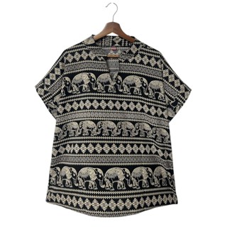 เสื้อคอจีนผ้าไหมอิตาลี อก 50 นิ้ว ผ้าไม่ต้องรีด