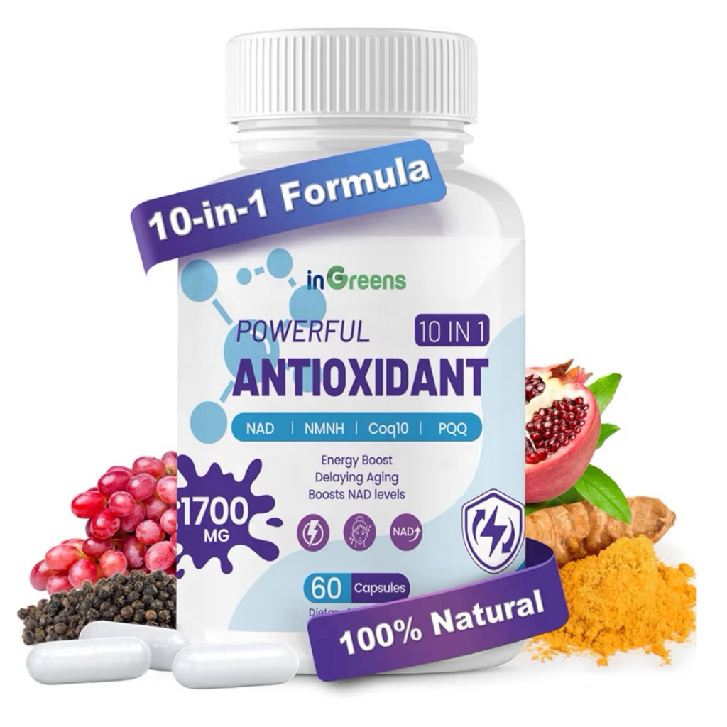 [ INGREENS ]❇️( 10 IN 1 )POWERFUL ANTIOXIDANT 1700 MG ( สำหรับผู้หญิงและผู้ชาย )( 60 แคปซูล )