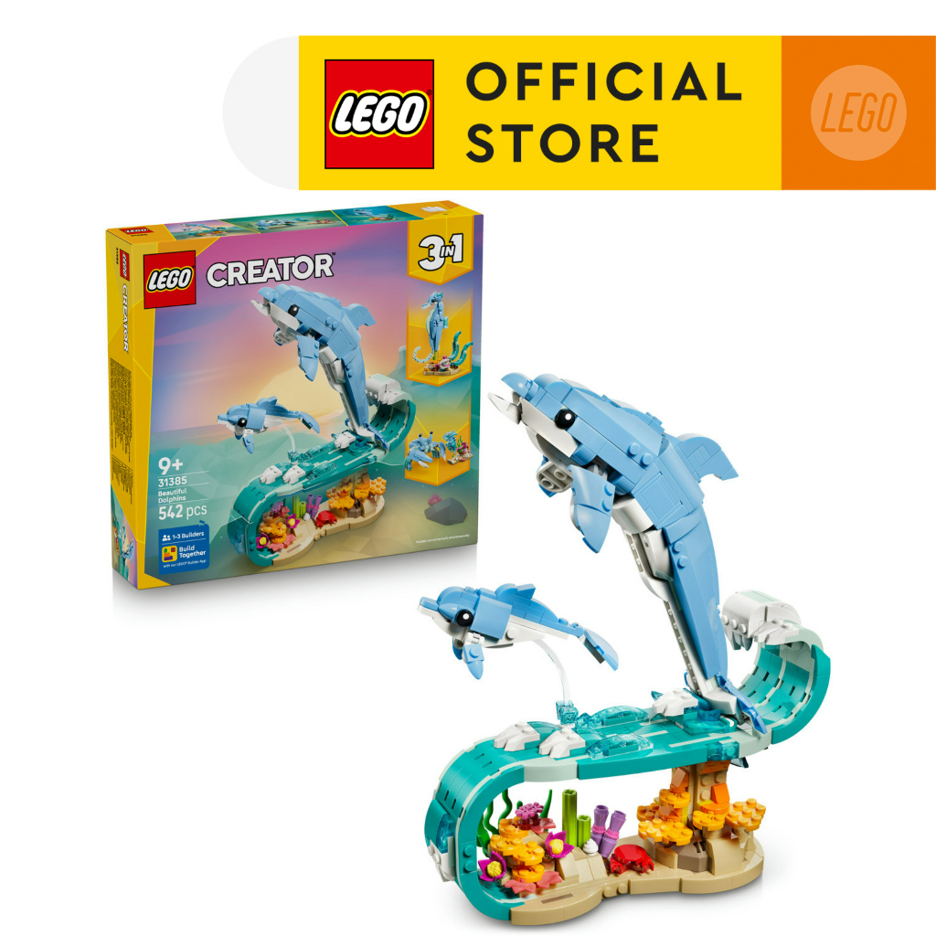LEGO Creator 3 in 1 31385 Sea Animals: Beautiful Dolphins (542pcs.), Building Blocks, Kids Toy