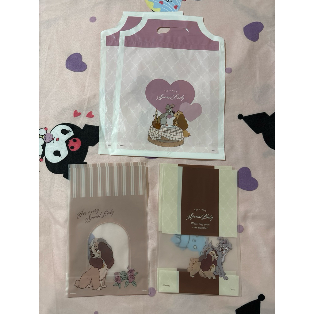 แบ่งขาย setถุงอเนกประสงค์ Daiso ลาย Lady and the Tramp🇯🇵🐾