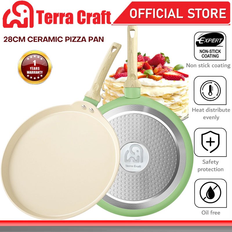 Nonstick Crepe Pan 28 ซม.เคลือบเซรามิก Skillet Dosa Tawa Tortilla กระทะไข่/พิซซ่ากระทะใช้งานร่วมกับเตาตั้งพื้น PFOA ฟรี
