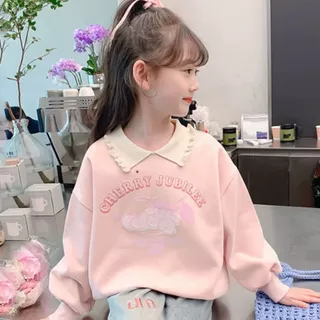 Babyonline(Y017)2J3-4 (ส่งด่วน1วัน)เสื้อแขนยาวสเวตเตอร์กันหนาวผ้านิ่มคอปกสำหรับเด็กหญิงลายน่ารัก